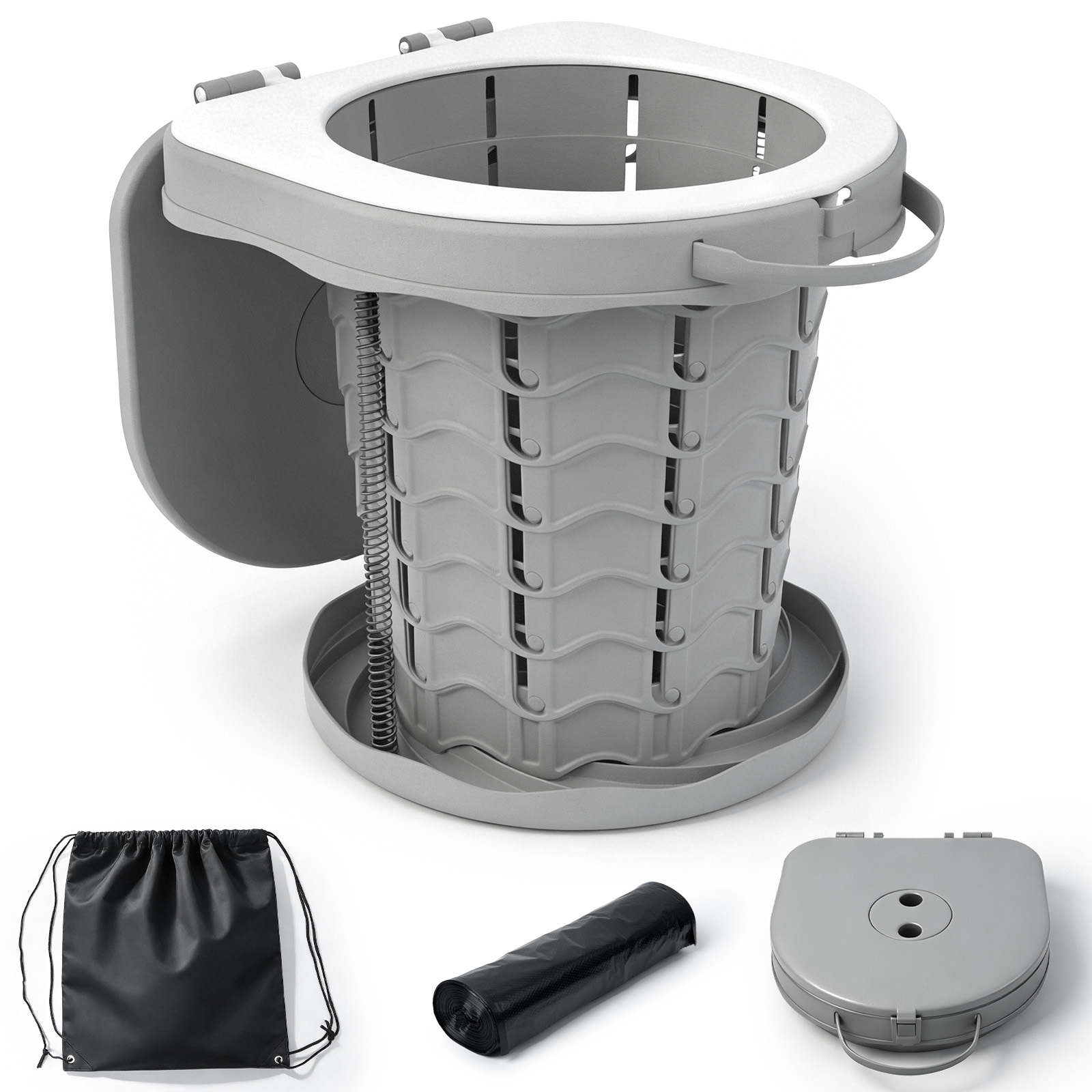 Portable Foldable Camping Toilet, Height Adjustable Outdoor Commode Made Of Plastic, Multifunctional Foldable Wc For Camping, Car Travel & Home Emergency Use