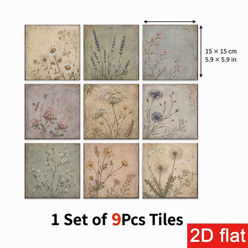 TEMU 2d Flat 9pcs 15x15cm (5.9x5.9in) Slate Tile Stickers Stylish - Peel And Stick Wall Tiles For Kitchen Backsplash, Coffee Corner, Bathroom, Living