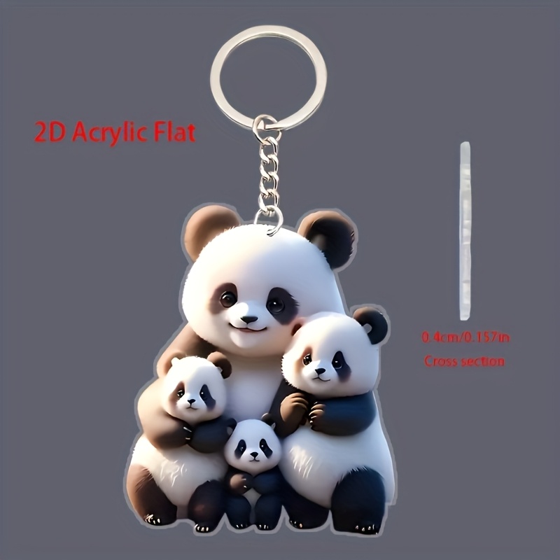 TEMU 2d Flat, 2d Flat Surface Panda Family Acrylic Keychain, Suitable For Christmas, Graduation Season Gifts, Valentine's Day, Mother's Day, Father's