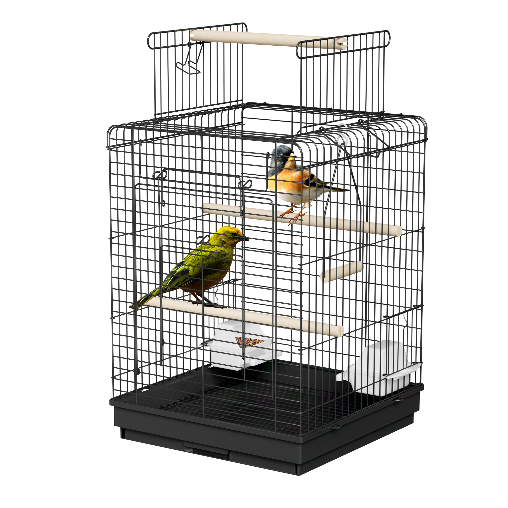 Image of Parrot Cage Bird Aviary Bird Cage Bird House Cage Aviary Canary Cage Black 40x40x72cm (with Open Roof)