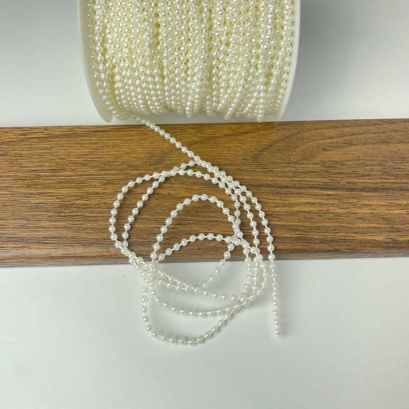 TEMU de de de cadena de hilo con cuentas de perlas de redondas para manualidades, bricolaje, decoración de ramo de novia de boda, accesorios de
