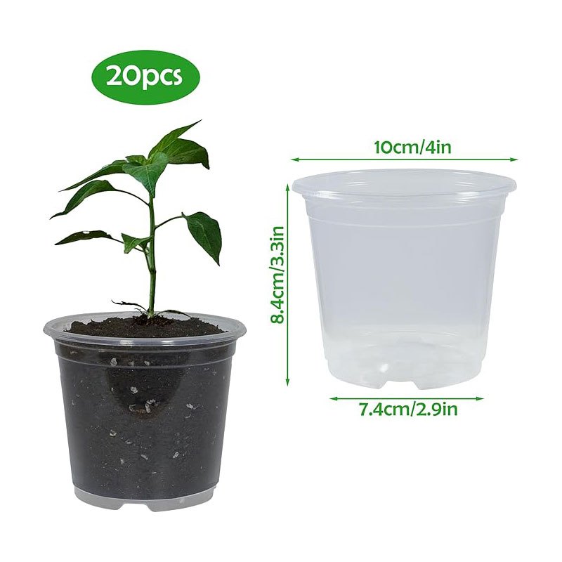 TEMU A Set Of 20 Transparent Flexible Seedling Pots, 10 Cm/4 Inches Plastic Seed Starter Pots With Drainage Holes, Reusable Flower Pots Suitable For