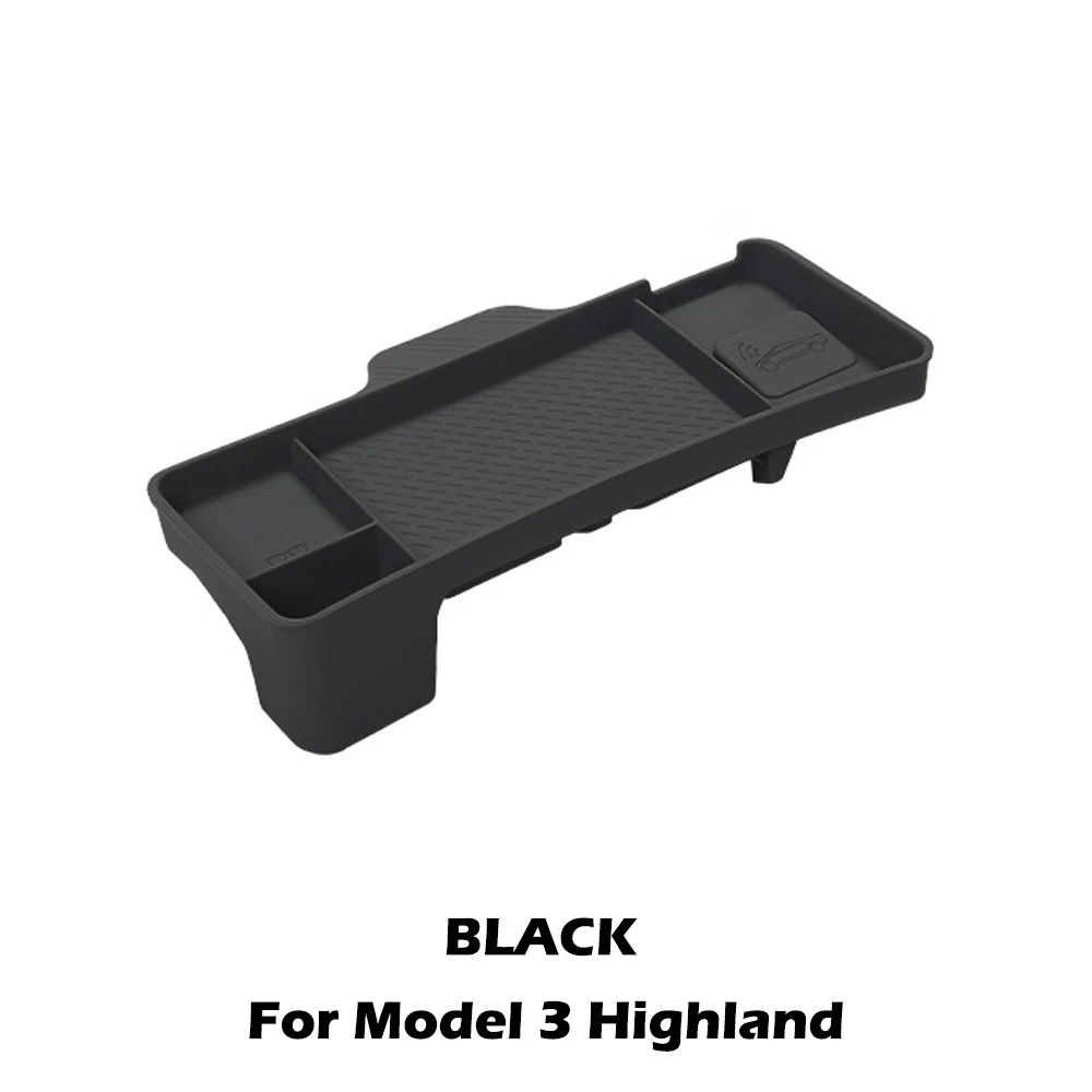 TEMU Silikon-Mittelkonsole-Organizer für Tesla Model 3 Highland 2024-2025, Armaturenbrett-Ablage mit Taschentuchbox-Halter, rutschfestes Innenzubehör