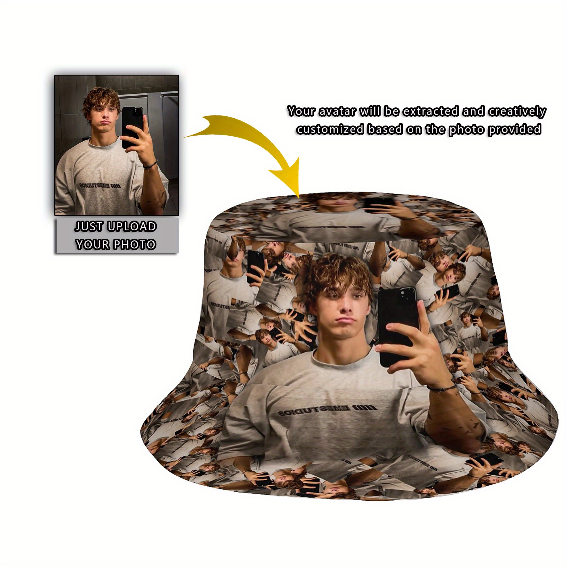 TEMU A Custom Hat - Personalized , Stylish For Beach And Outdoor Use, A Unique Gift Suitable For Father's Day, Birthdays, Christmas, Valentine's Day,