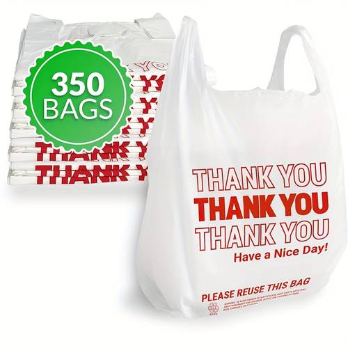 50pcs thick portable plastic shopping bag supermarket gift bag thank you vest tote bag mall universal