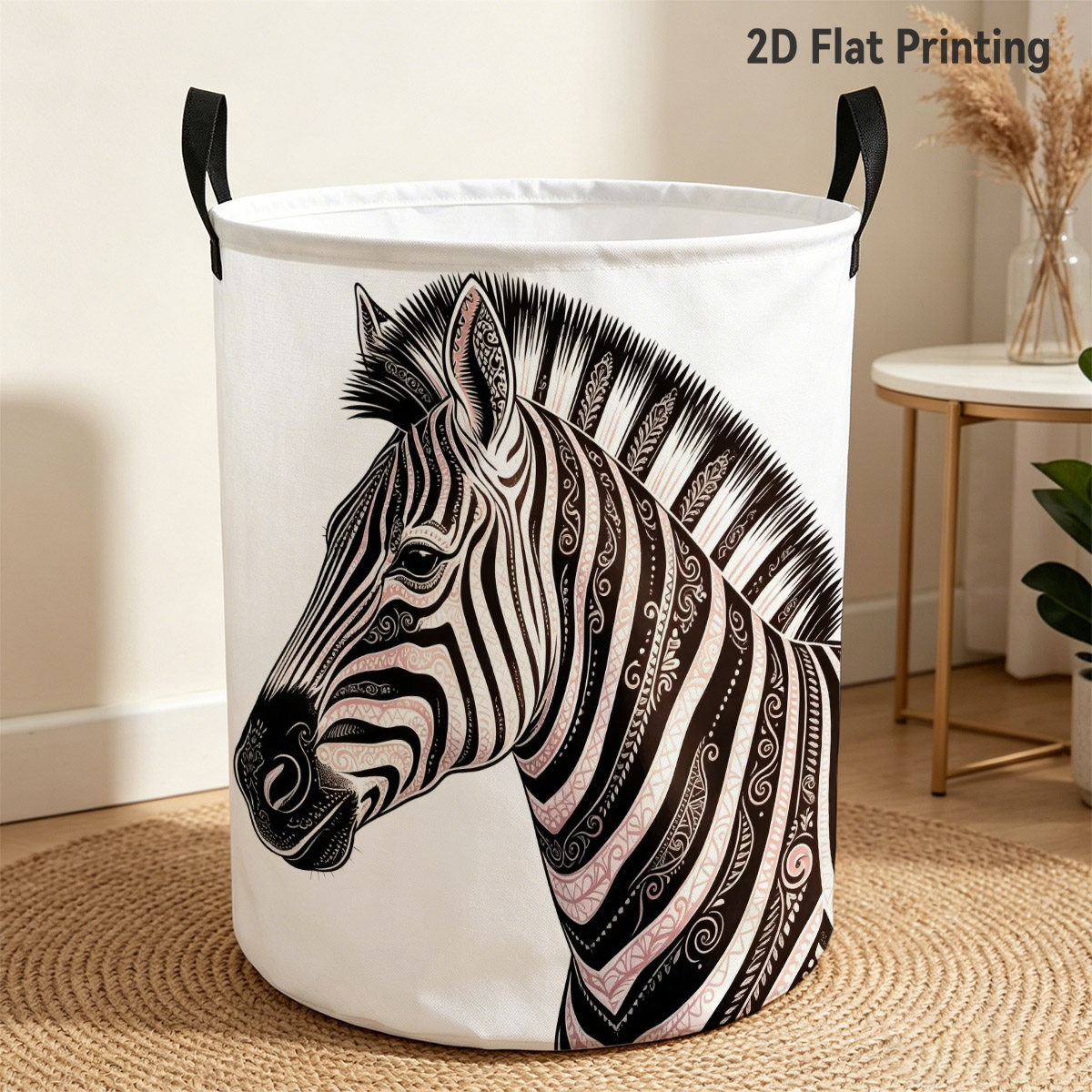1pc zebra print laundry basket elegant ornate striped rectangular hamper suitable for bathroom dorm closet storage with   minimalist decor for college dorms apartments   2d flat laundry baskets