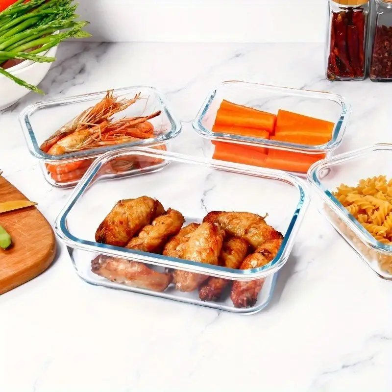 10 sets 20pcs glass lunch boxes with airtight lids leak proof microwave oven grade borosilicate glass stackable bento storage containers for refrigerator pantry organization Product details 0