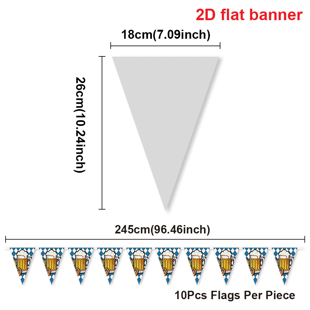 TEMU 2d Flat, 2d Flat Banner 10pcs/set Beer Themed Party Triangle Pennant Bunting Banner, Classic Blue White Check Beer Mug Pretzel Hanging Garland
