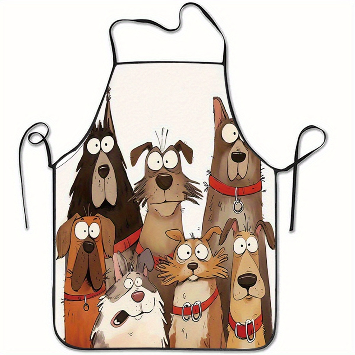 TEMU 1pc Dog Pattern Apron - Durable Polyester Kitchen Apron, Suitable For Men And Women, Colorful Dog Illustration Baking And Cooking Home Supplies,