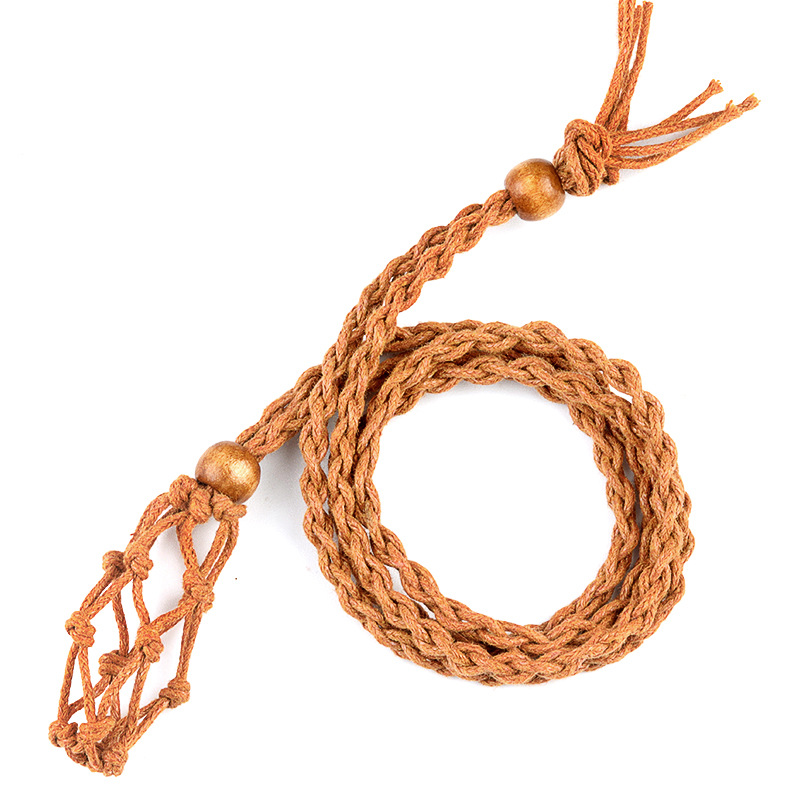 2pcs Handmade Adjustable Braided Net Bag Necklace with Stone Pendant