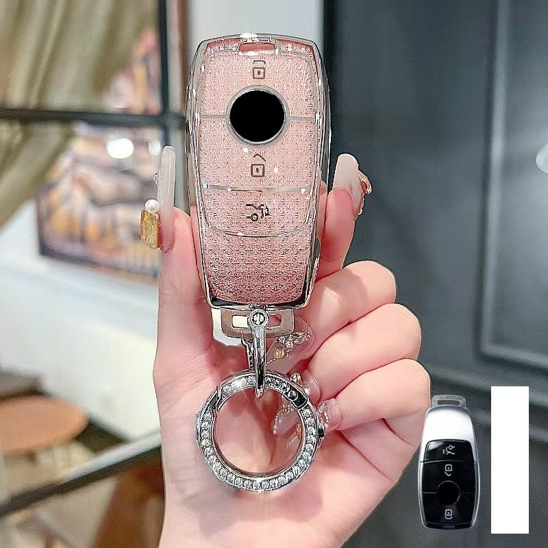 Image of Tpu Car Remote Key Fob Cover Key Fob Case Holder With Keyring For S Glc Cle W177 W205 W213 W222 X1"67" Car Key Protective Cover