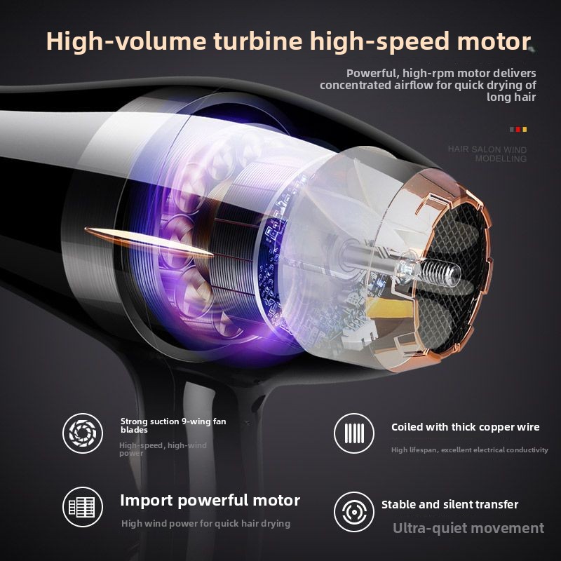 Secador Profesional para Salón y Hogar con Tecnología de Iones Negativos y Control Inteligente de Temperatura - Ajuste Caliente/Frío, Luz Azul para Sin Frizz y Secado Rápido - Compatible con Enchufe (110V) y Cuidado del Cabello