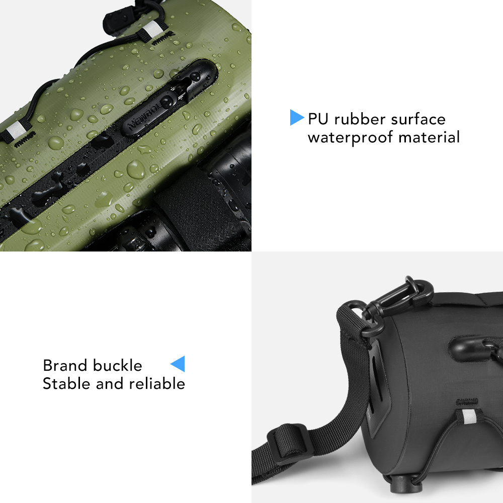 NEWBOLER Waterproof PVC Bicycle Handle Handbag - Multi Functional Black/Green Outdoor Backpack/Shoulder Bag, Suitable for Cycling, Hiking, And Travel, Multi Functional Travel Bag | Safe Zipper Bag | Mountain Bike Additions