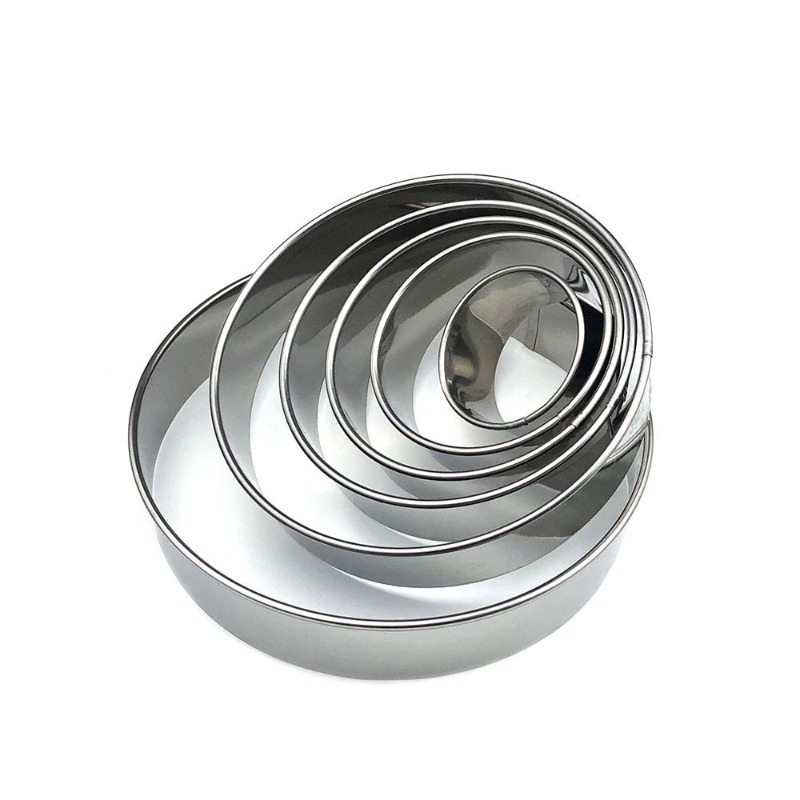 6pcs Mousse Ring Cake Mold, Stainless Steel Circular Cutting Mold Set, Dumpling Wrapper Cutting Mold, Biscuit Mold, Pasta Shaping Mold