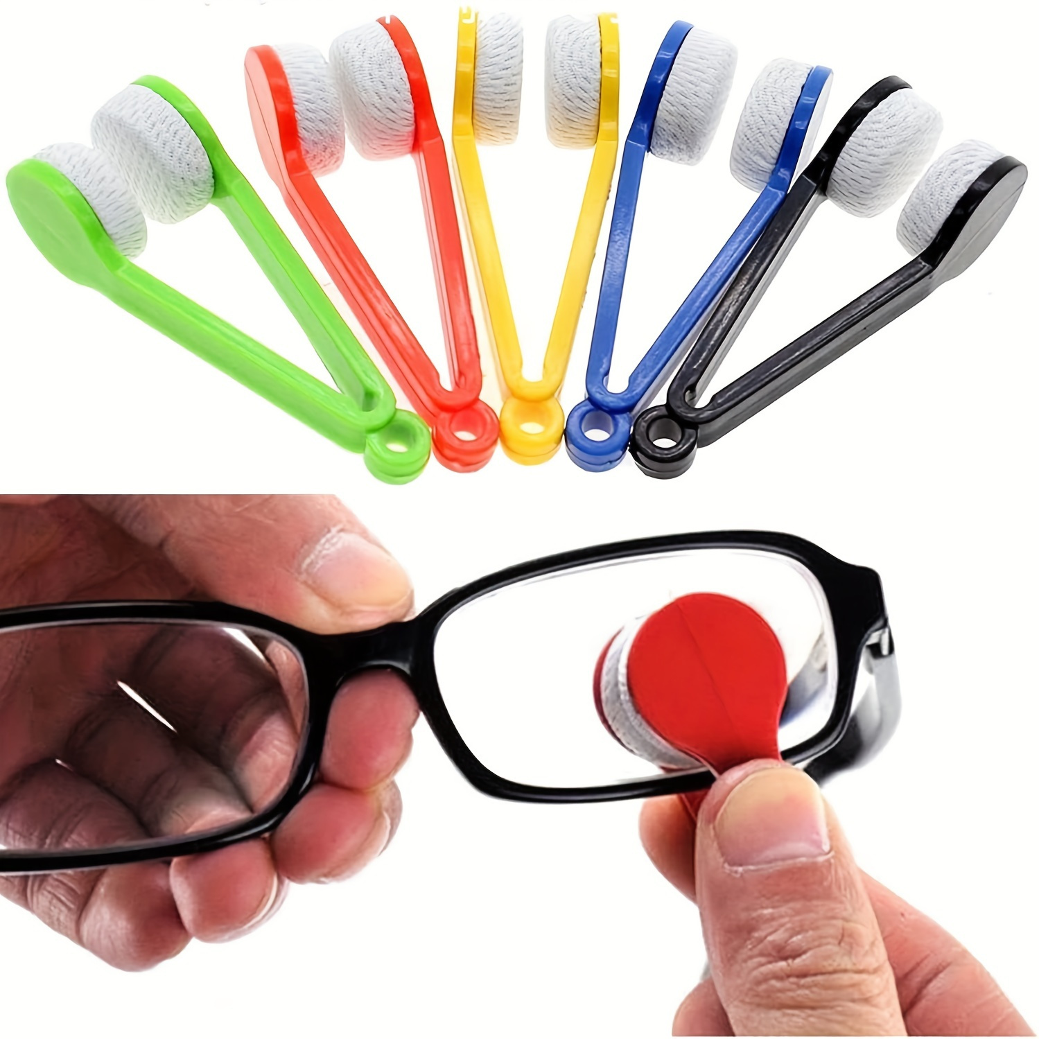 4pcs mini portable glasses cleaning brushes with soft bristles   multicolor   red black for   ideal for bedroom use brush cleaning tool details 1