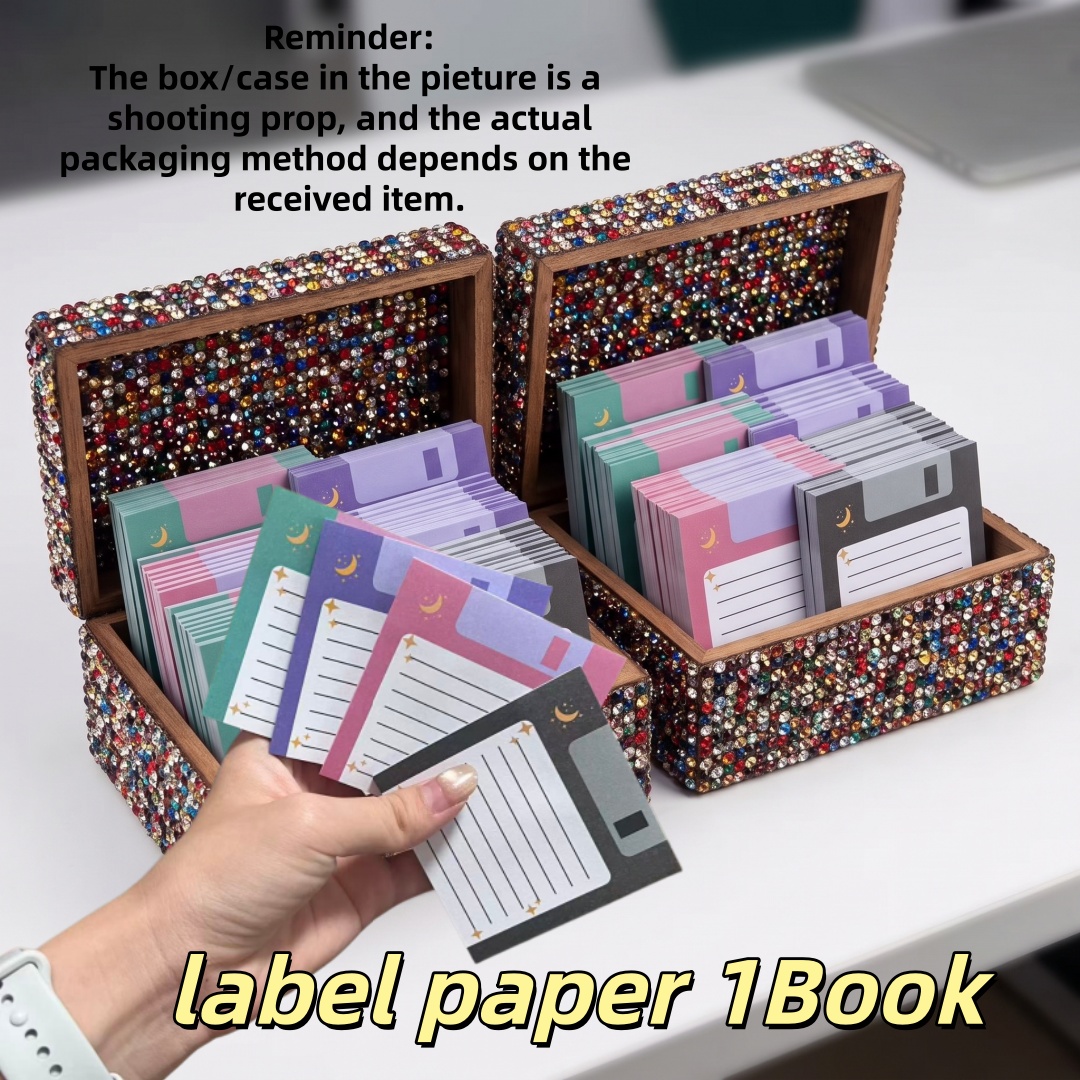 TEMU Vintage Floppy Disk-shaped Creative Sticky Notes - 1 Pad, Random Colors, 55 Sheets With Lined Design - 3x3 Inch Starry Sky And Moon Pattern