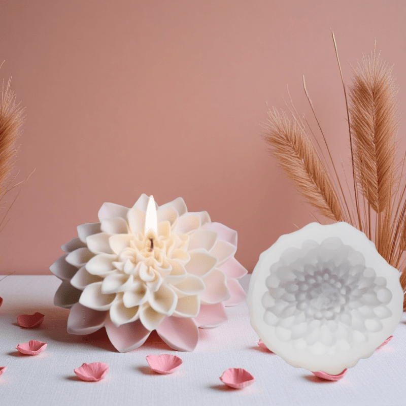 Blooming Lotus Candle Making Mold - Elegant Silicone Mold For Wedding And Home Decor, And Reusable For Epoxy Resin, Clay And Plaster Crafts