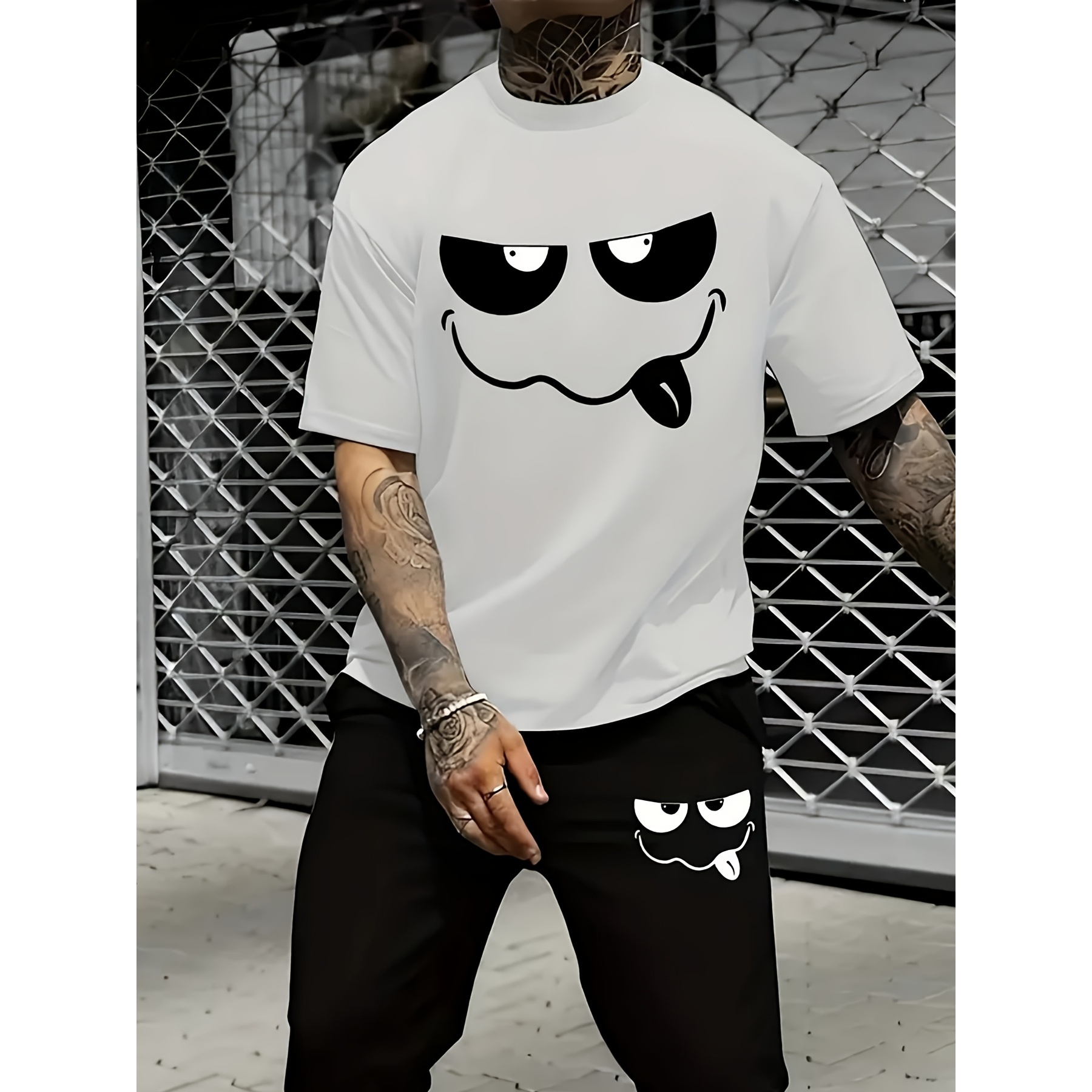 

Casual For Men-crew Neck Printed T-shirt With Slight Stretch Knit Fabric 100% Cotton
