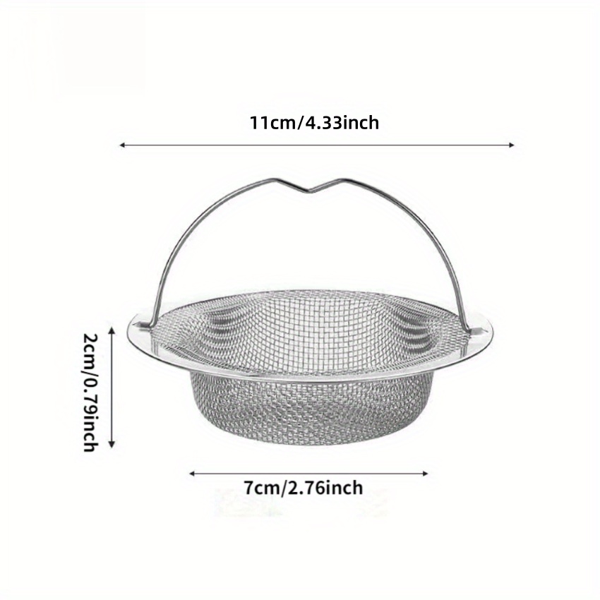1pc Stainless Steel Sink Strainer with Handle - Rustproof, Anti-Clog Mesh Filter for Kitchen & Bathroom Sinks, 201 Stainless Steel, Effortlessly Prevents Blockages, Ideal for Draining Vegetables and Fruits, Kitchen Sink Strainer