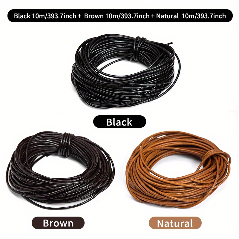 Wuta 100% Genuine Cowhide Leather Round Cord 1. 5-6mm Belt Cord Braided Cord Jewelry Necklace Bracelet Lace