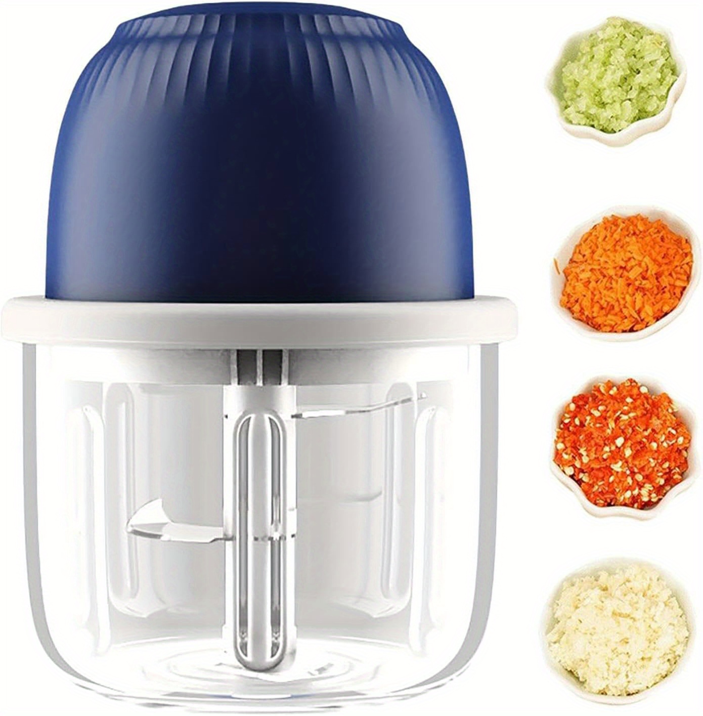 mini food processor wireless set, 11.83oz capacity,   chopper, usb rechargeable battery vegetable chopper, wireless electric meat mixer grinder (blue), kitchen gadget,  , durable construction, kitchen gadget, home cooks, meal prep,  , sturdy build, busy professionals, food preparation, modern kitchenware,   build, busy families Product details 0