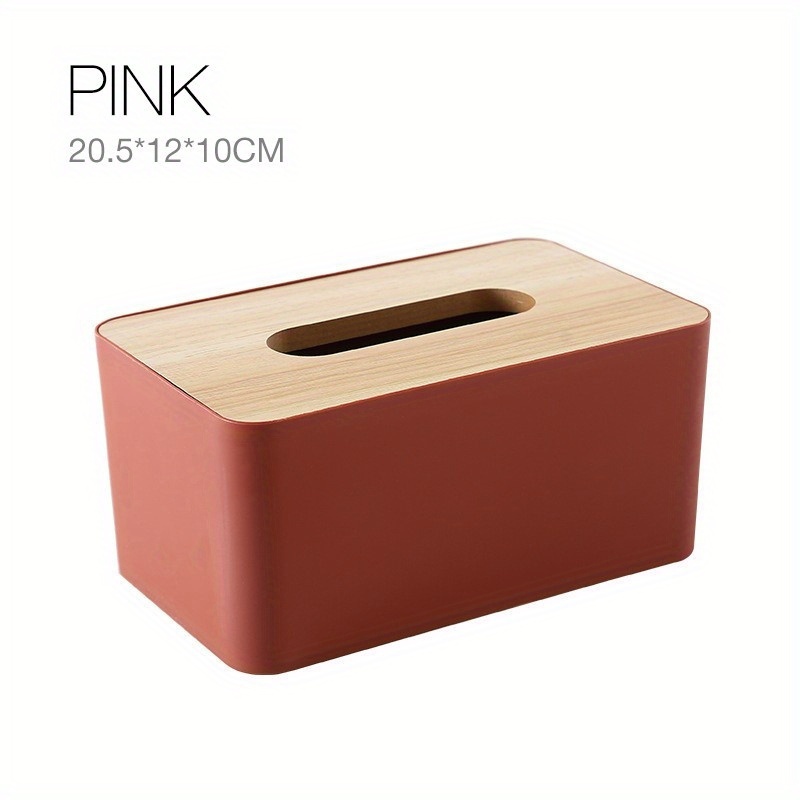 TEMU Wooden Square Tissue Box Holder With Large Capacity - 1pc Plastic Rectangle Tissue Storage For Bathroom, Living Room, Bedroom Countertop, Home