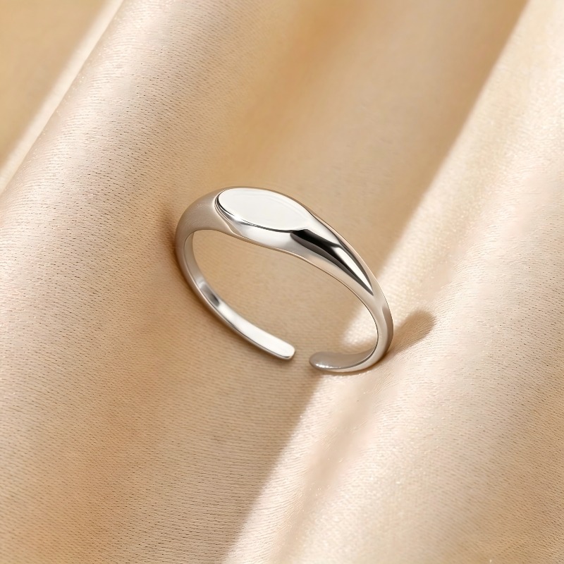 TEMU 1pc Anillo Ovalado Francés Ajustable y Abierto Fácil de Usar, Joyería de Moda de Acero Inoxidable para , Regalo, Decoración Diaria y Festiva,