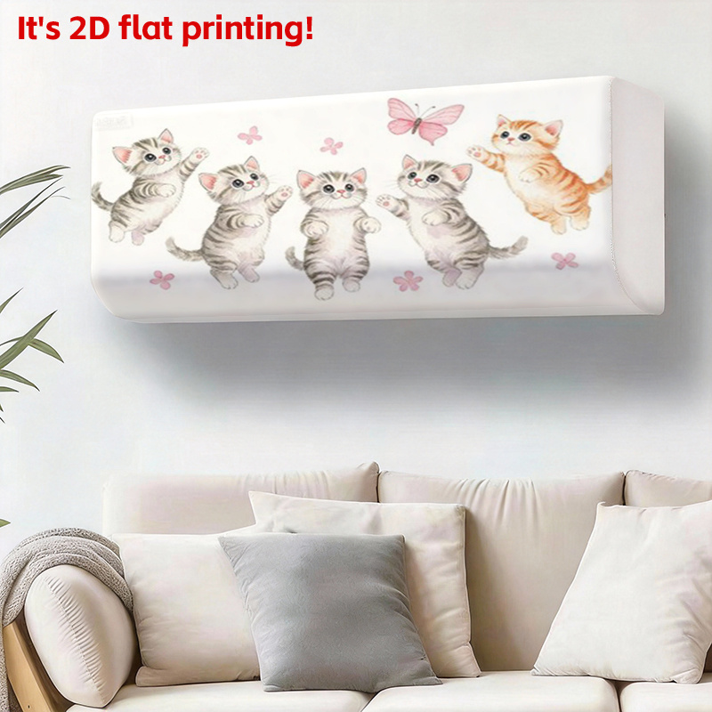 item picture five cats playing with butterflies printed pattern wall mounted air conditioner cover for living room and bedroom 2d flat design dust proof household appliance cover   no electricity required indoor decorative air conditioner dust