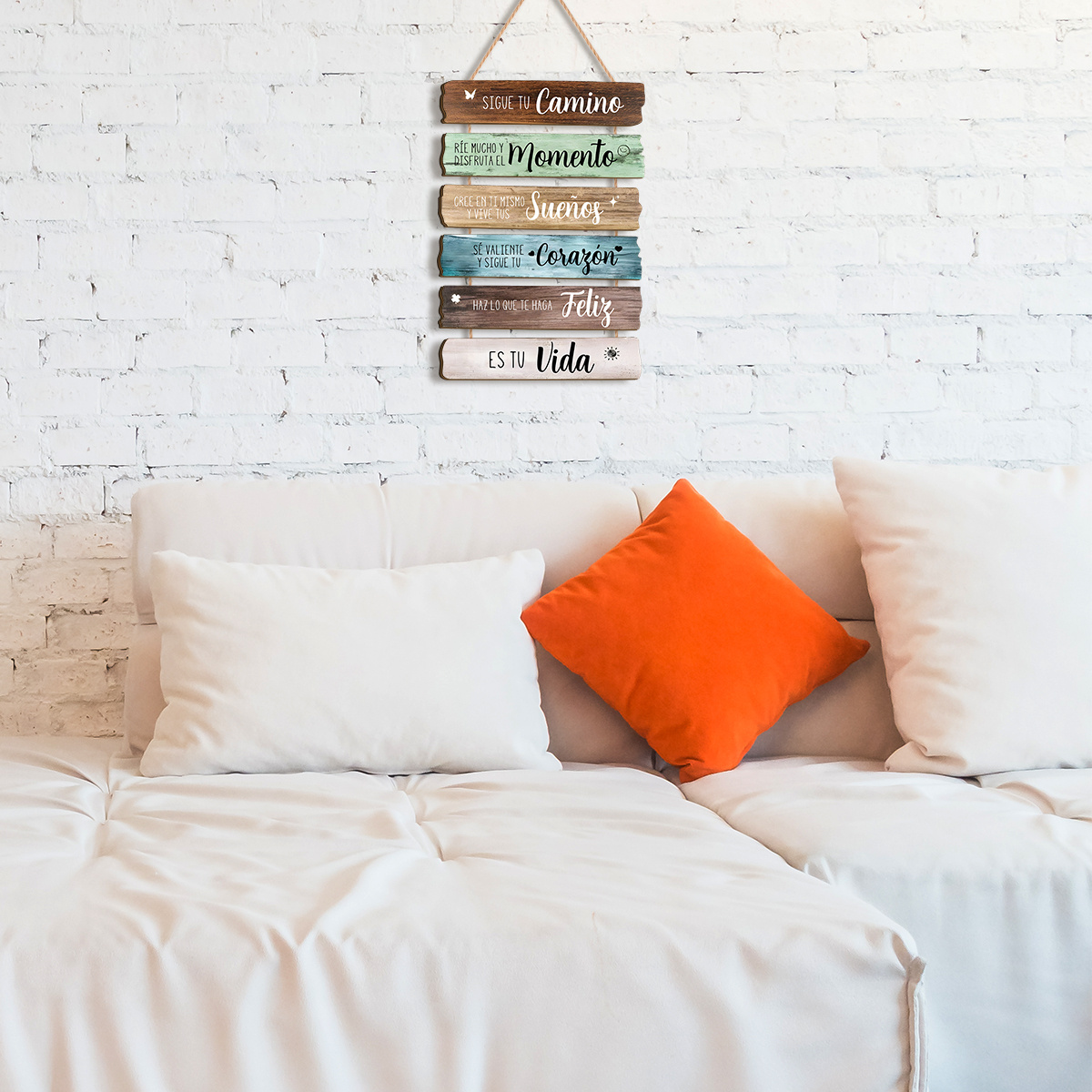 TEMU 2D, 1 juego de 6 piezas de placas de pared de madera estilo con citas inspiradoras en español - Letreros de madera adecuados para decoración de