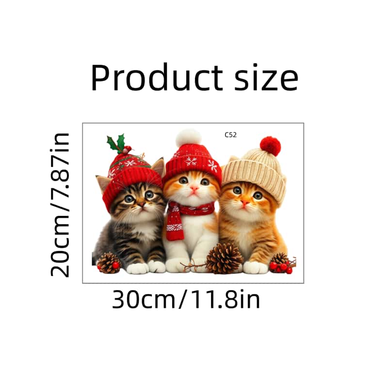 TEMU 1pc Of Christmas Cat Fully Transparent Double-sided Glass Window Sticker, Home Decoration Sticker, Gift, A Must-have For Cat Lovers