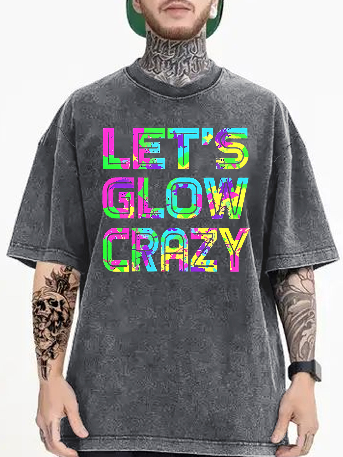 stay cool neon heart t shirt vibrant glow graphic tee trendy