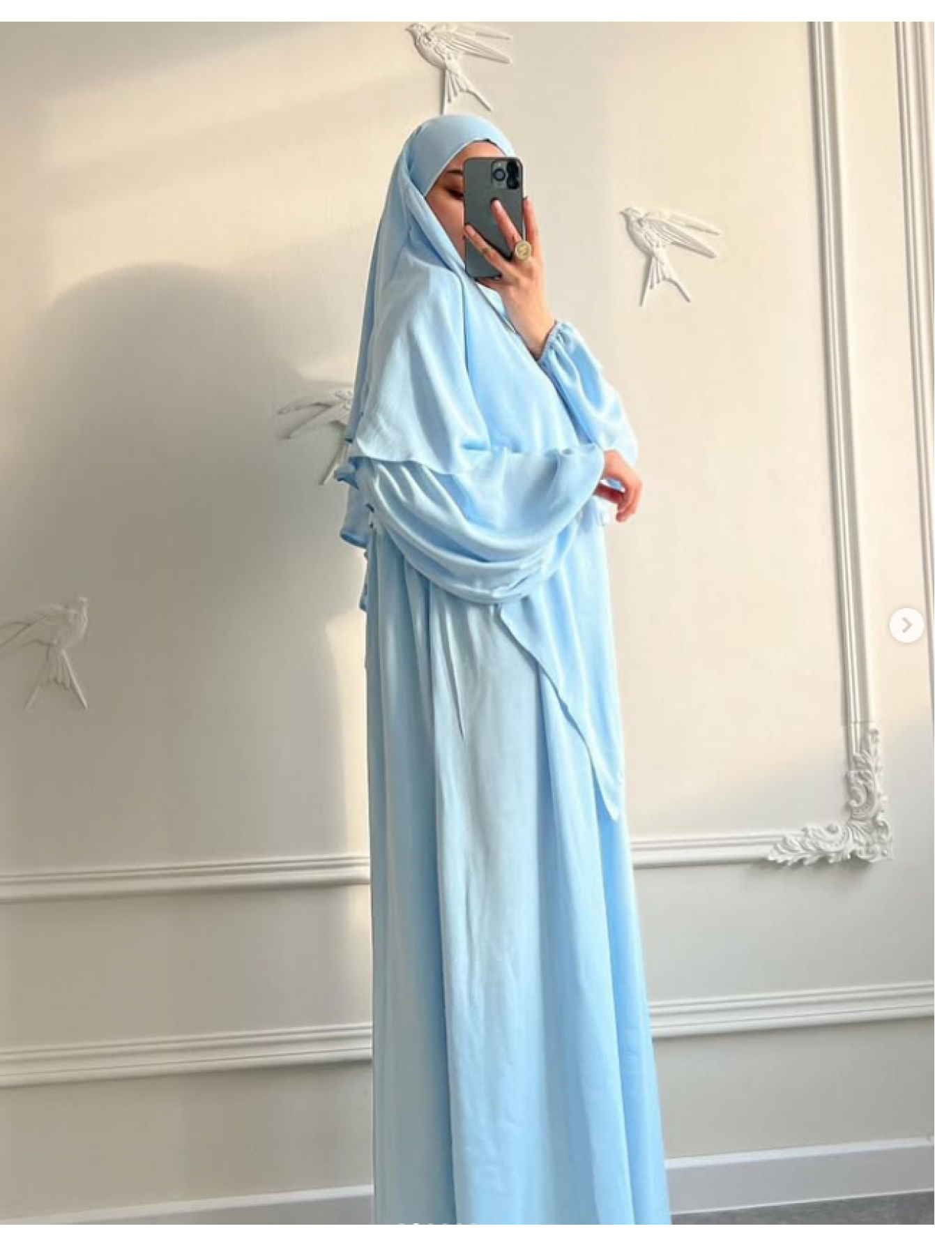 Plus Size - Plus Size, Khimar Gift Dress,     Wear as well as Daily Use, Solid Color Pleated Loose Dress with Headscarf and Double Layer Veil P333