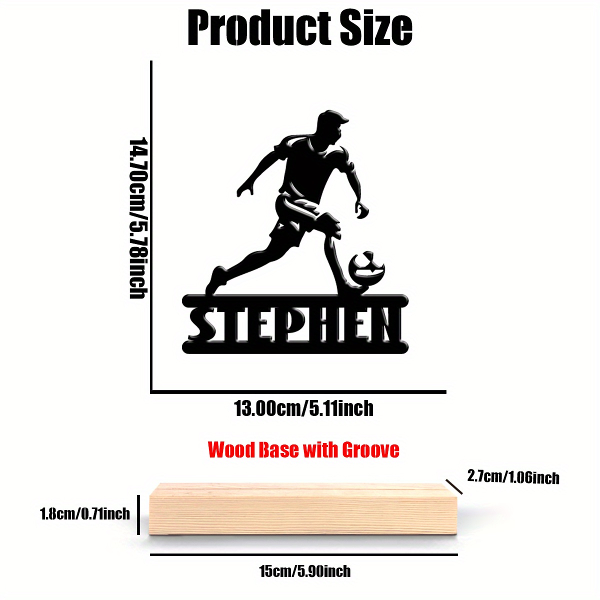 TEMU 1pc Customizable Metal Football Desk Decor With Wooden Base - Ideal For Office, Home, Hotel | Perfect Gift For Valentine's Day, Mother's Day,