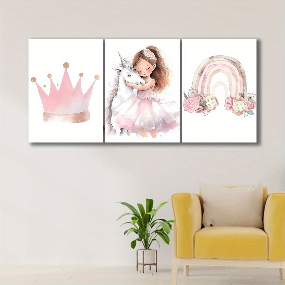 2d flat] princess themed wall art set kids' Temu Kuwait
