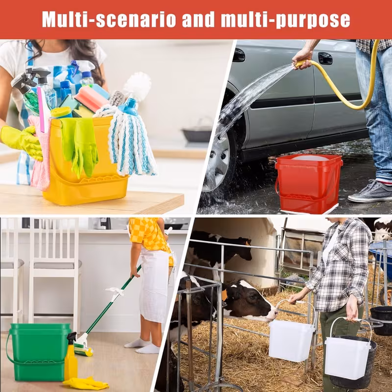 2 plastic buckets square cleaning buckets practical small buckets with handles for house cleaning storage livestock breeding car washing yellow white Product details 5