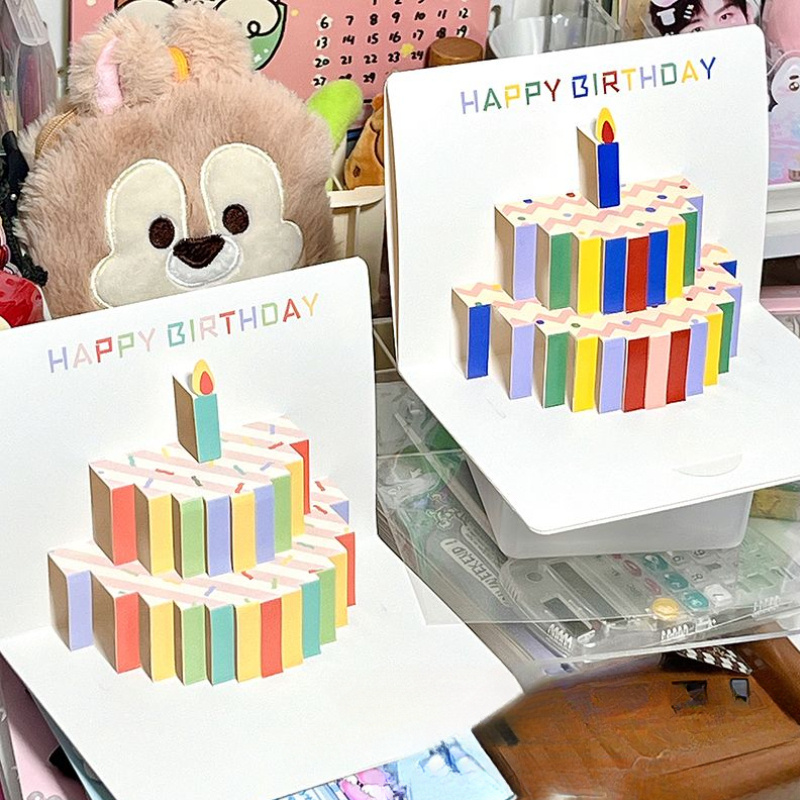 

3d Pop-up Celebration Cake Greeting Card - Ideal For Birthdays, Anniversaries, Valentine's & Thanksgiving - Office Use, Birthday Party Decorations