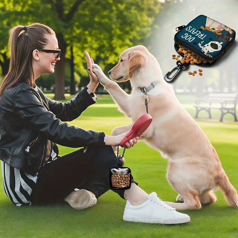 Portable & Essential: Polyester Dog Treat Pouch with Zipper Closure - Ideal for Outdoor Activities and Walks, Colorful Design, Single-Sided Printing, Transparent Side, Dog Walking Accessory | Vibrant and Durable Zipper Seal