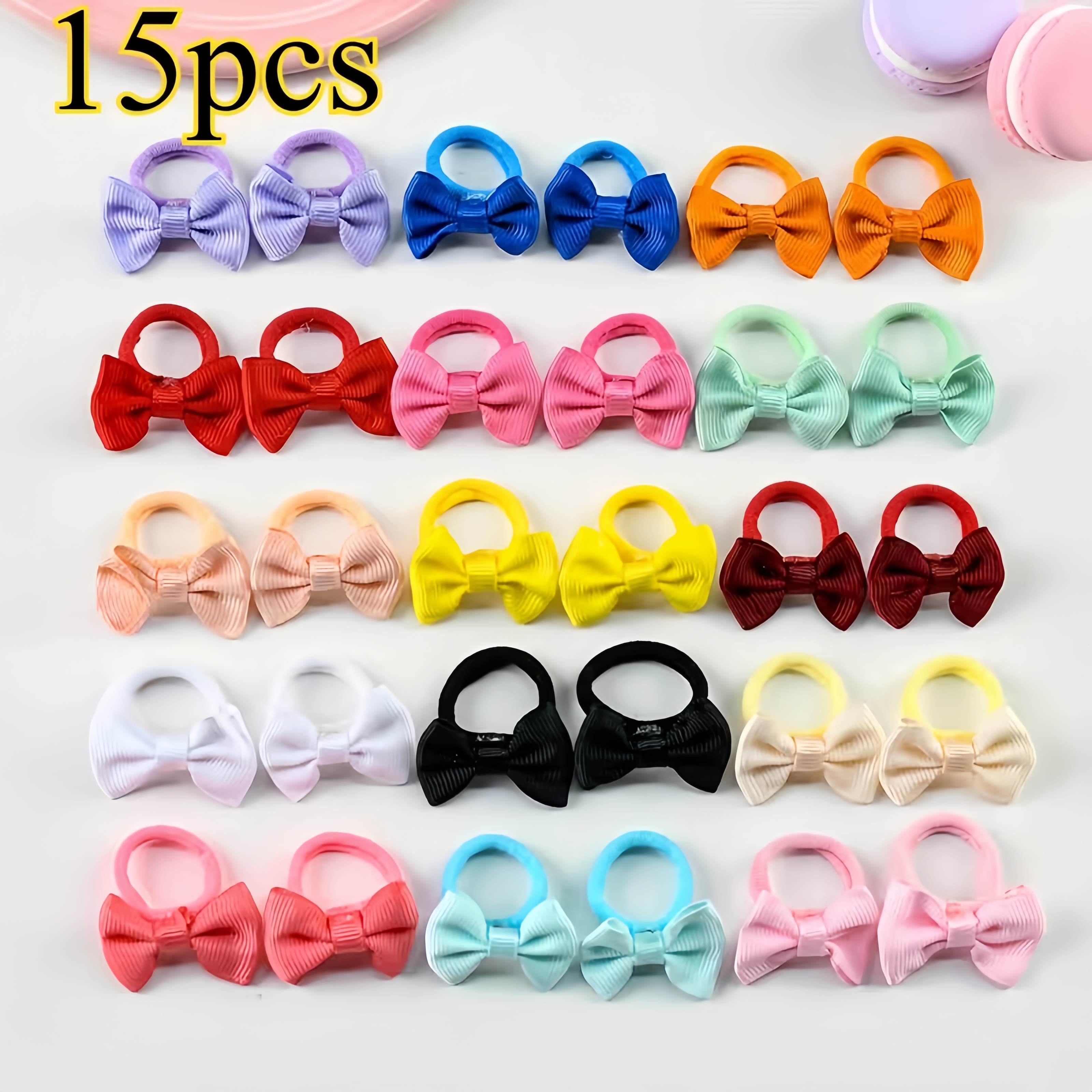 TEMU 15pcs Set Of Women' Hair Ties, Hair Bands, Non-damaging, Seamless Fabric Covered Ponytail Holders, Gentle For Hair, Random Mixed Colors