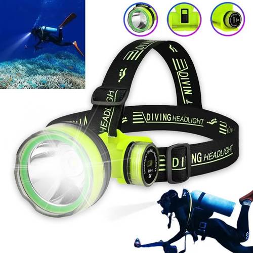 1pc usb rechargeable led diving headlamp bright portable with adjustable strap green black ideal for camping hiking emergencies