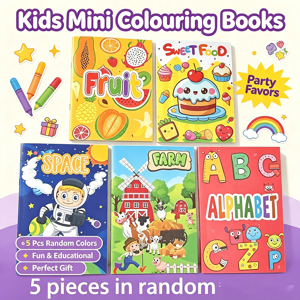 TEMU 5pcs Coloring Books, Unicorn, Dinosaur, Ocean, Mermaid Mixed Themes, Activity Books, Party Gift Bag Small Gifts, Random Colors And Styles