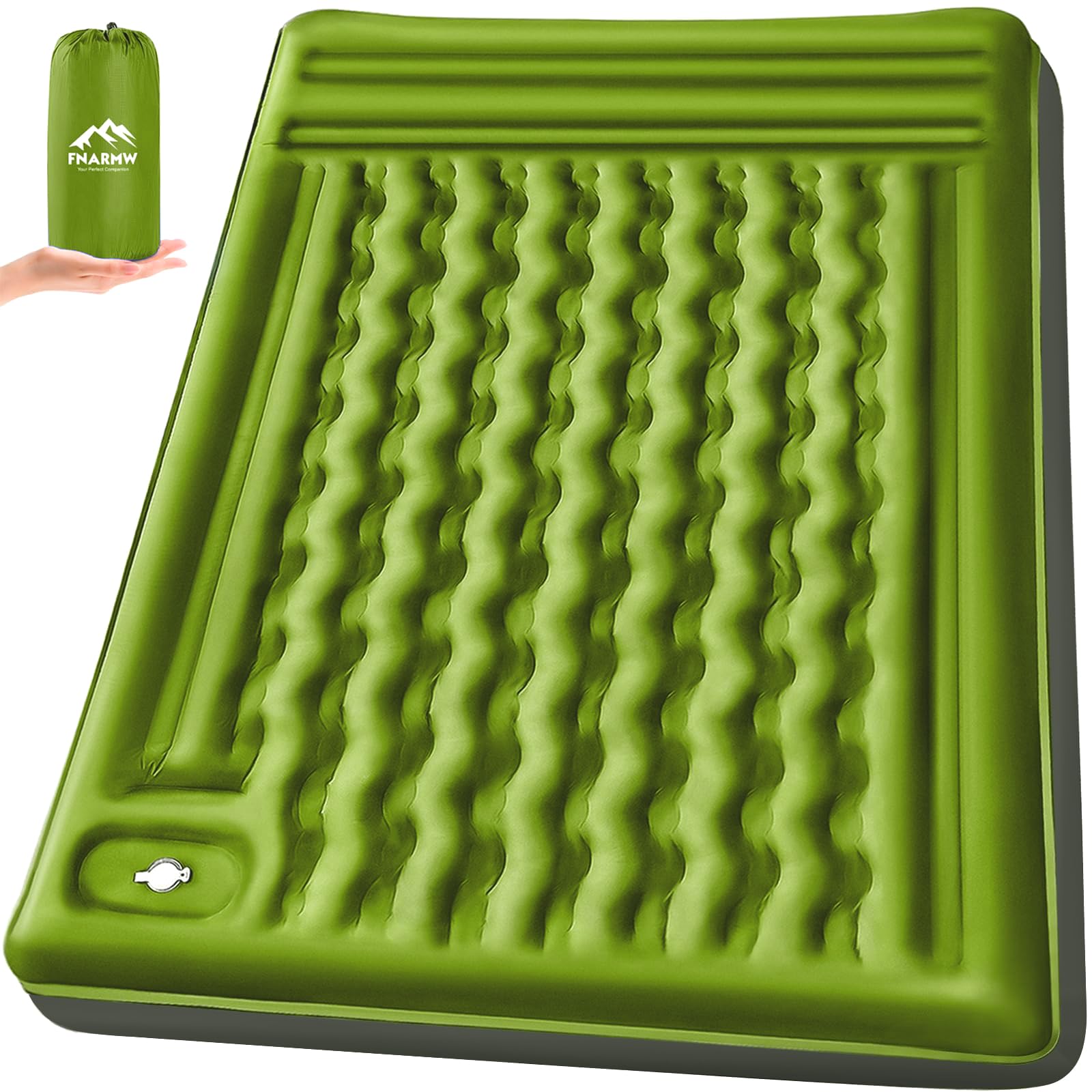 Thickened Reinforced Double Camping Inflatable Pad 200x140x12cm Built-in Foot Pump Pillow