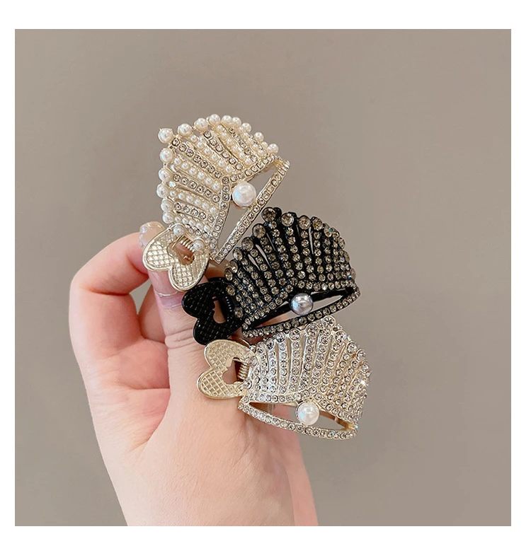 1pc elegant crystal shark hair claw for women sparkling   design durable alloy ideal for thick long hair ponytails stylish hair accessory   accessory alloy hairpin hair claw clip details 1