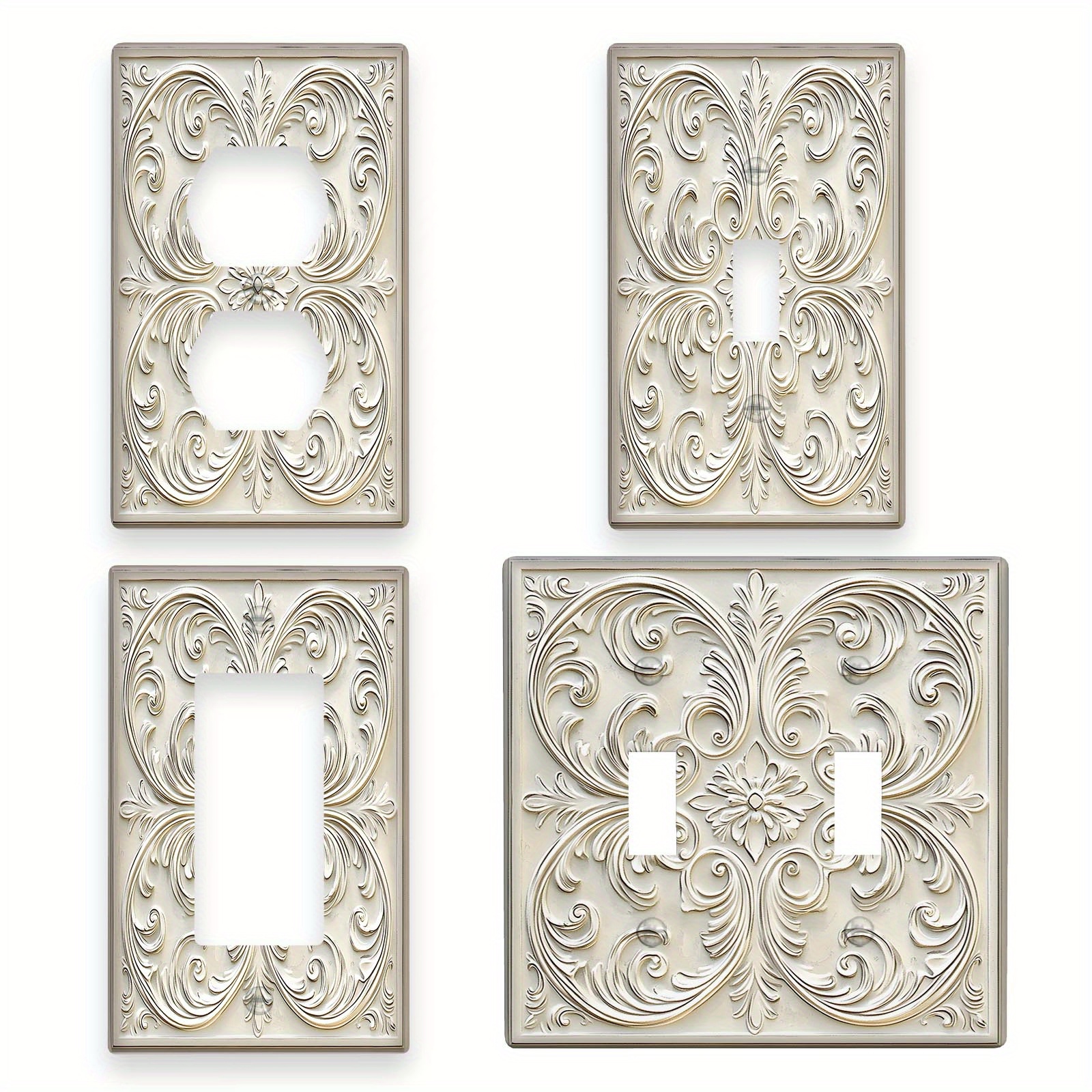 

1pc Lvory French Pattern Decorative Wall Plate - Elegant Light Switch & Outlet Cover With Intricate Design, 1gang/2gang Options For Home Décor, Accessories | Intricate Detail | With Care, Light Decor