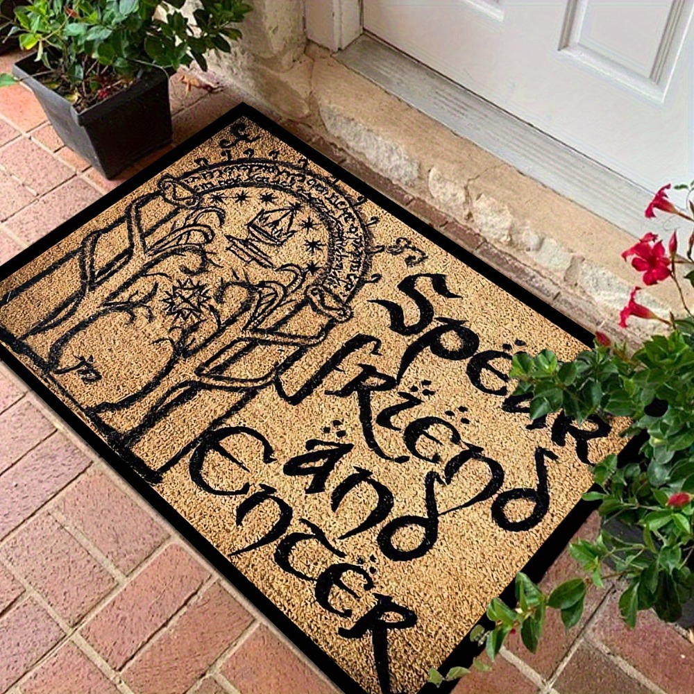 Image of Vintage Welcome Floor Mat Suitable For Living Room/bedroom Decor - Non-woven Rubber Door With ' And Enter' Slogan, Arch, Machine Washable Suitable For Christmas, Thanksgiving, Entryway Entry, 2d Flat