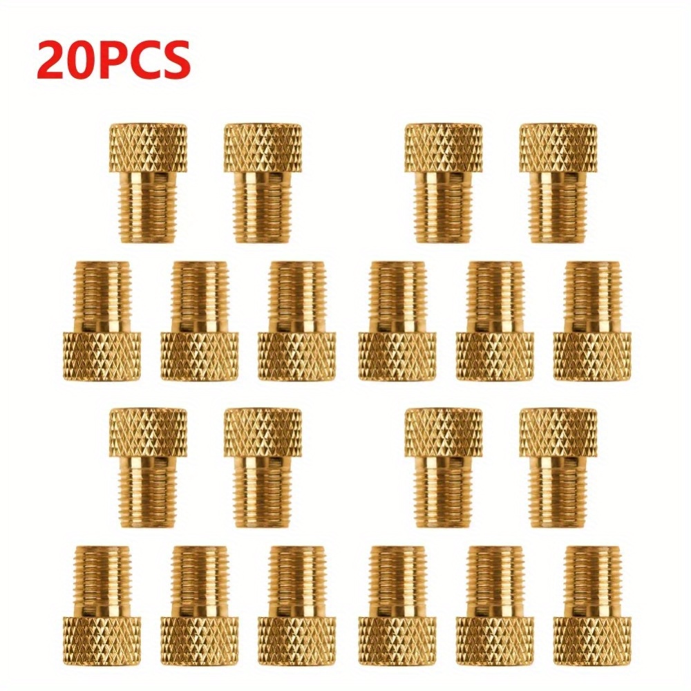 TEMU Copper Mesh Threaded Aluminum Straight Thread, 20pcs Set, 20pcs Aluminum Alloy To Schrader Tire Valve Adapter - Knurled Grip, Multiple Colors