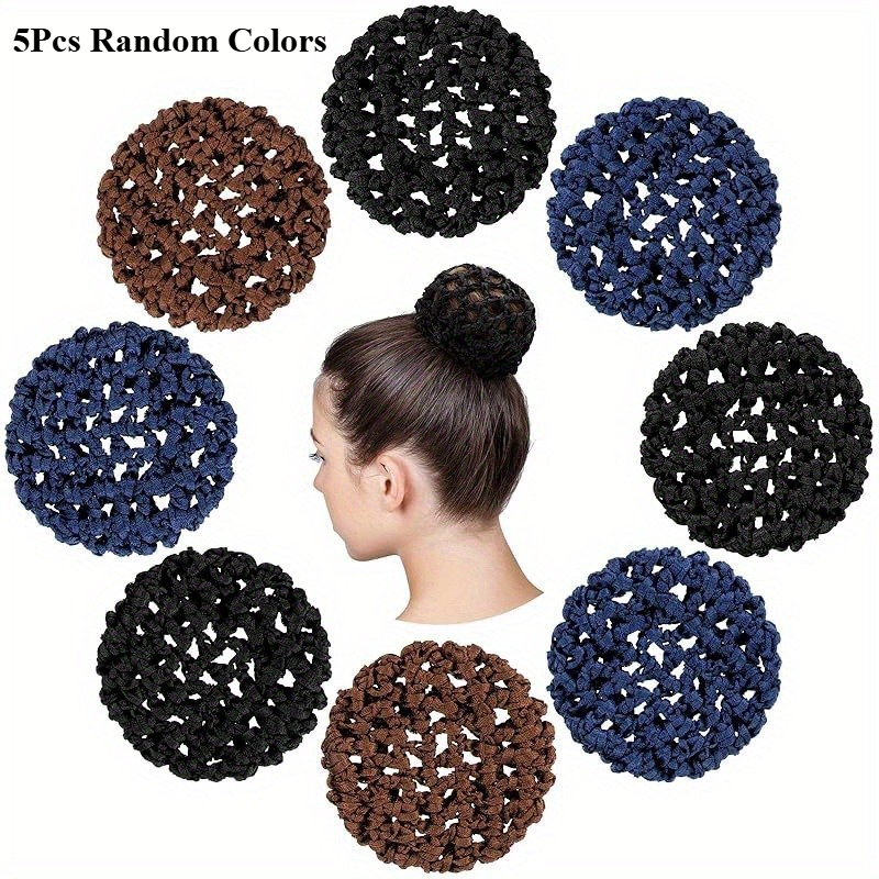 TEMU 5pcs Random Color Invisible Ballet Bun Net Caps, Simple Invisible Dance Updo Nets, Women's Exam Performance Hair Accessories For Securing