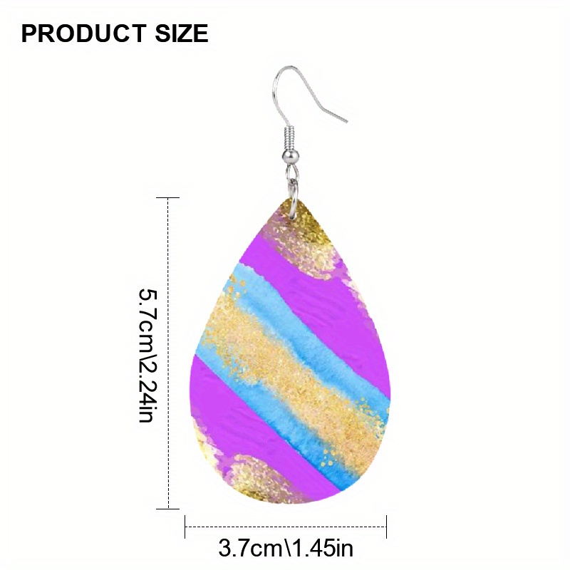 Women's Y2K Minimalist Purple & Blue Striped Teardrop Dangle Hoops