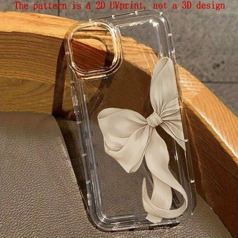 TEMU Phone Case: 2d Flat 1 Bowknot Transparent Minimalist Soft Tpu Phone Case, Suitable For Iphone 18/17/16/15/14/13/12/11 Pro