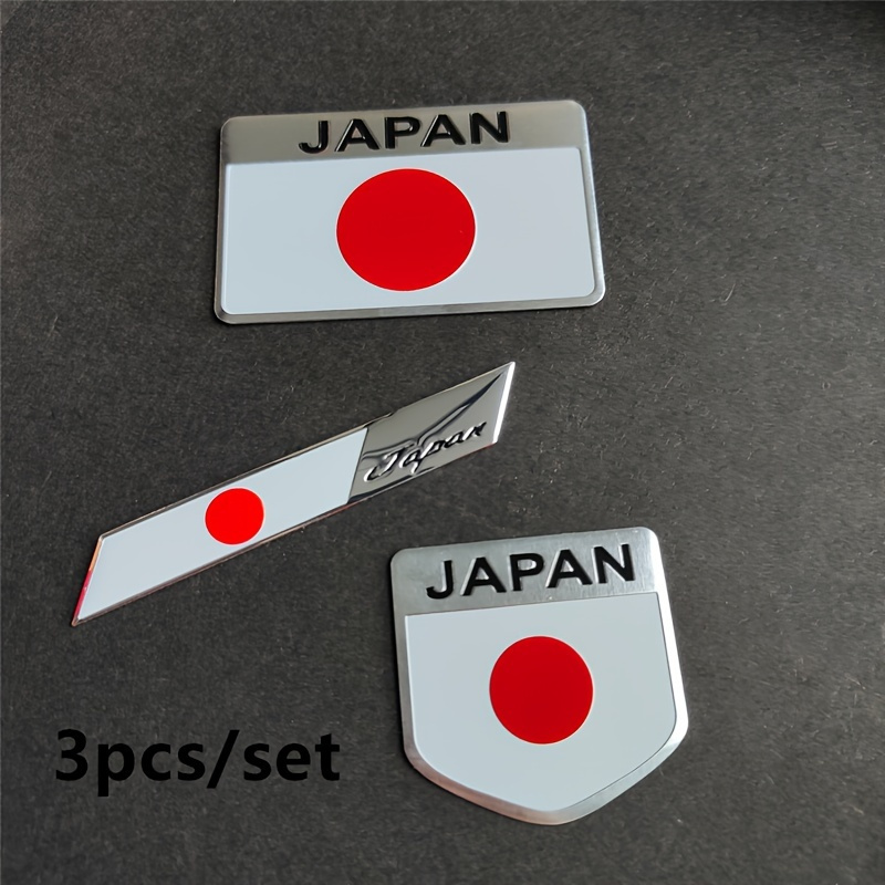 E-shop 3-teiliges/Set Japanische Flagge Aluminiumlegierung Autoaufkleber Modifikation Autoetiketten Karosserie Kratzer Aufkleber Set Motorrad Metall