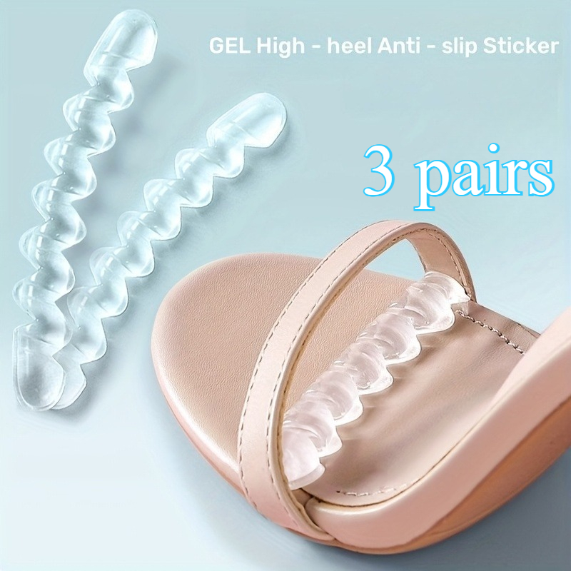 TEMU 3 Pairs Of Self-adhesive Gel Anti-slip Pads For High Heels, With A Wave- For Slip Resistance, Comfortable And Soft, Suitable For All High Heels.